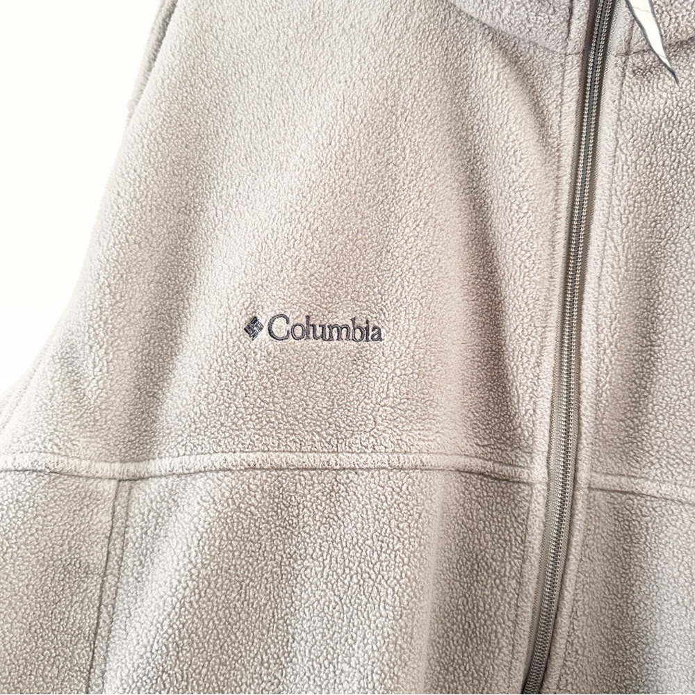Columbia Men's Full Zip Mock Neck Fleece Jacket Beige L - Picture 3 of 7